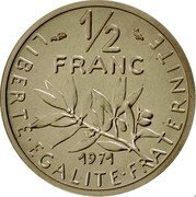 France 1/2 Franc (Piedfort) KM# P424 LIBERTE EGALITE FRATERNITE 1/2 FRANC 1971 coin reverse