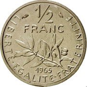 France 1/2 Franc Piedfort 1965 KM# P353 LIBERTE EGALITE FRATERNITE 1/2 FRANC 1965 coin reverse