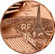 France 1/4 Euro Paralympic Games in Paris. Tennis 2021  KM# 2941 PARIS 2024 RF 1/4 EURO coin obverse France 1/4 Euro Paralympic Games in Paris. Tennis 2021  KM# 2941 PARIS 2024 RF 1/4 EURO coin obverse