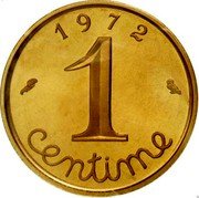 France 1 Centime (Piedfort) KM# P439 1 CENTIME 1 9 7 2 coin obverse