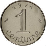 France 1 Centime (Piedfort) KM# P485 1 CENTIME 1 9 7 4 coin obverse France 1 Centime (Piedfort) KM# P485 1 CENTIME 1 9 7 4 coin obverse