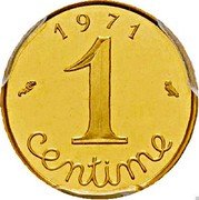 France 1 Centime (Piedfort) KM# P414 1 CENTIME 1 9 7 1 coin obverse France 1 Centime (Piedfort) KM# P414 1 CENTIME 1 9 7 1 coin obverse