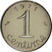 France 1 Centime (Piedfort) KM# P412 1 CENTIME 1 9 7 1 coin obverse France 1 Centime (Piedfort) KM# P412 1 CENTIME 1 9 7 1 coin obverse