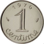France 1 Centime (Piedfort) KM# P539 1 CENTIME 1 9 7 6 coin obverse France 1 Centime (Piedfort) KM# P539 1 CENTIME 1 9 7 6 coin obverse