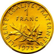 France 1 Franc The Sower 1973 KM# P478 LIBERTE EGALITE FRATERNITE 1 FRANC 1973 coin reverse