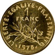 France 1 Franc The Sower 1978 KM# P610 LIBERTE EGALITE FRATERNITE 1 FRANC 1978 coin reverse