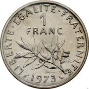 France 1 Franc (O. Roty - Piedfort) KM# P476 1 FRANC LIBERTE EGALITE FRATERNITE 1973 coin obverse