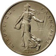 France 1 Franc (O. Roty - Piedfort) KM# P452 REPUBLIQUE FRANÇAISE O. ROTY coin obverse