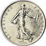 France 1 Franc (O. Roty - Piedfort) KM# P581 REPUBLIQUE FRANÇAISE O. ROTY coin obverse