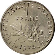 France 1 Franc (O. Roty - Piedfort) KM# Pn500 LIBERTE EGALITE FRATERNITE 1 FRANC 1974 coin reverse France 1 Franc (O. Roty - Piedfort) KM# Pn500 LIBERTE EGALITE FRATERNITE 1 FRANC 1974 coin reverse