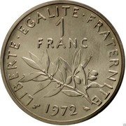 France 1 Franc (O. Roty - Piedfort) KM# P452 LIBERTE EGALITE FRATERNITE 1 FRANC 1972 coin reverse