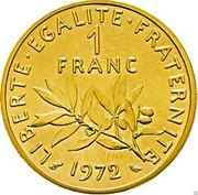 France 1 Franc (O. Roty - Piedfort) KM# P454 LIBERTE EGALITE FRATERNITE 1 FRANC 1972 coin reverse