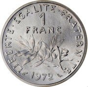 France 1 Franc (O. Roty - Piedfort) KM# P453 LIBERTE EGALITE FRATERNITE 1 FRANC 1972 coin reverse