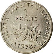 France 1 Franc (O. Roty - Piedfort) KM# P609 LIBERTE EGALITE FRATERNITE 1 FRANC 1978 coin reverse