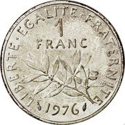 France 1 Franc (O. Roty - Piedfort) KM# P555 LIBERTE EGALITE FRATERNITE 1 FRANC 1976 coin reverse