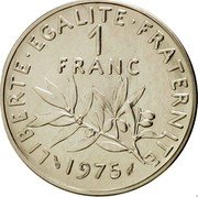 France 1 Franc (O. Roty - Piedfort) KM# P528 LIBERTE EGALITE FRATERNITE 1 FRANC 1975 coin reverse