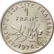 France 1 Franc (O. Roty - Piedfort) KM# P501 LIBERTE EGALITE FRATERNITE 1 FRANC 1974 coin reverse France 1 Franc (O. Roty - Piedfort) KM# P501 LIBERTE EGALITE FRATERNITE 1 FRANC 1974 coin reverse