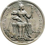 France 1 Franc Piedfort 1979  KM# P4a REPUBLIQUE FRANÇAISE I E O M G.B.BAZOR 1979 coin obverse
