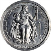 France 1 Franc Piedfort with Essai 1952  KM# PE2 REPUBLIQUE FRANÇAISE ESSAI G.B.BAZOR 1949 coin obverse