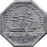 France 10 Centimes (Commune of Bayonne) CHAMBRE DE COMMERCE DE BAYONNE VIGENT FIDE 1920 coin obverse France 10 Centimes (Commune of Bayonne) CHAMBRE DE COMMERCE DE BAYONNE VIGENT FIDE 1920 coin obverse