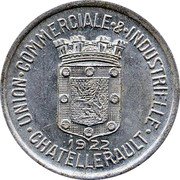 France 10 Centimes Commune of Chatellerault 1922  UNION COMMERCIALE & INDUSTRIELLE 1922 CHATELLERAULT coin obverse France 10 Centimes Commune of Chatellerault 1922  UNION COMMERCIALE & INDUSTRIELLE 1922 CHATELLERAULT coin obverse