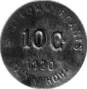 France 10 Centimes (Commune of Dunkerque) ST DES COMMERCANTS 10 CES 1920 DUNKERQUE coin obverse