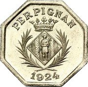 France 10 Centimes Commune of Perpignan. Essai 1924 PERPIGNAN 1924 coin obverse France 10 Centimes Commune of Perpignan. Essai 1924 PERPIGNAN 1924 coin obverse
