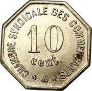 France 10 Centimes Commune of Perpignan. Essai 1924 CHAMBRE SYNDICALE DES COMMERÇANTS 10 CENT. coin reverse France 10 Centimes Commune of Perpignan. Essai 1924 CHAMBRE SYNDICALE DES COMMERÇANTS 10 CENT. coin reverse