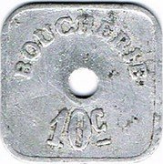 France 10 Centimes Commune of Thaon-les-Vosges ND (1933-1940)  BOUCHERIE 10 C coin reverse France 10 Centimes Commune of Thaon-les-Vosges ND (1933-1940)  BOUCHERIE 10 C coin reverse