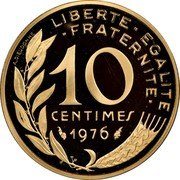 France 10 Centimes Liberty 1976 KM# P547 LIBERTE EGALITE FRATERNITE 10 CENTIMES 1976 A. DIEUDONNE coin reverse France 10 Centimes Liberty 1976 KM# P547 LIBERTE EGALITE FRATERNITE 10 CENTIMES 1976 A. DIEUDONNE coin reverse