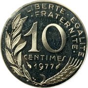 France 10 Centimes (Piedfort) LIBERTE EGALITE FRATERNITE 10 CENTIMES 1967 A. DIEUDONNE coin reverse France 10 Centimes (Piedfort) LIBERTE EGALITE FRATERNITE 10 CENTIMES 1967 A. DIEUDONNE coin reverse