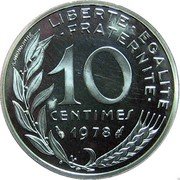 France 10 Centimes (Piedfort) KM# P600 LIBERTE EGALITE FRATERNITE 10 CENTIMES 1978 A. DIEUDONNE coin reverse