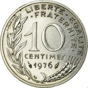 France 10 Centimes (Piedfort) KM# P546 LIBERTE EGALITE FRATERNITE 10 CENTIMES 1976 A. DIEUDONNE coin reverse