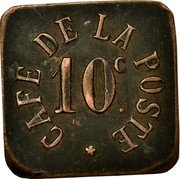 France 10 Centimes (Post Office Cafe.Commune of Perpignan) 10 C CAFÉ DE LA POSTE coin obverse France 10 Centimes (Post Office Cafe.Commune of Perpignan) 10 C CAFÉ DE LA POSTE coin obverse