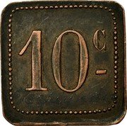 France 10 Centimes (Post Office Cafe.Commune of Perpignan) 10 C coin reverse France 10 Centimes (Post Office Cafe.Commune of Perpignan) 10 C coin reverse