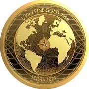 Niue 10 Dollars (Terra) 10 20 30 40 50 60 70 80 90 100 110 120 130 140 150 160 170 190 200 210 220 230 240 250 260 270 280 290 300 310 320 330 340 350 1/10 OZ FINE GOLD 9999 TERRA 2023 coin reverse