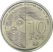 France 10 Francs CFP Coin for the French Communities in the Pacific 2021  INSTITUT D'ÉMISSION D'OUTRE-MER 2021 10 F CFP RF coin obverse France 10 Francs CFP Coin for the French Communities in the Pacific 2021  INSTITUT D'ÉMISSION D'OUTRE-MER 2021 10 F CFP RF coin obverse