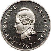 France 10 Francs (Essai) KM# E1 RÉPUBLIQUE FRANÇAISE R.JOLY ESSAI 1967 coin obverse France 10 Francs (Essai) KM# E1 RÉPUBLIQUE FRANÇAISE R.JOLY ESSAI 1967 coin obverse