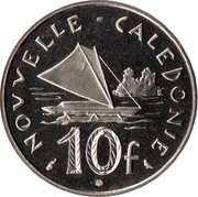 France 10 Francs (Essai - New Caledonia) KM# E11 NOUVELLE-CALEDONIE 10 F coin reverse France 10 Francs (Essai - New Caledonia) KM# E11 NOUVELLE-CALEDONIE 10 F coin reverse