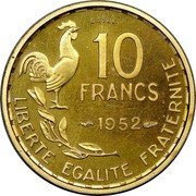 France 10 Francs (Essai Piedfort) KM# PE320 10 FRANCS LIBERTE EGALITE FRATERNITE ESSAI 1952 coin obverse France 10 Francs (Essai Piedfort) KM# PE320 10 FRANCS LIBERTE EGALITE FRATERNITE ESSAI 1952 coin obverse