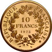 France 10 Francs Hercules 1973 KM# P483 REPUBLIQUE FRANÇAISE 10 FRANCS 1973 coin obverse