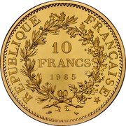 France 10 Francs Hercules 1965 KM# P357 REPUBLIQUE FRANÇAISE 10 FRANCS 1965 coin obverse