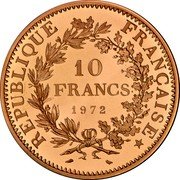 France 10 Francs Hercules 1972 KM# P459 REPUBLIQUE FRANÇAISE 10 FRANCS 1972 coin obverse