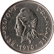 France 10 Francs (New Caledonia(without IEOM)) KM# 5 RÉPUBLIQUE FRANÇAISE R JOLY 1970 coin obverse France 10 Francs (New Caledonia(without IEOM)) KM# 5 RÉPUBLIQUE FRANÇAISE R JOLY 1970 coin obverse