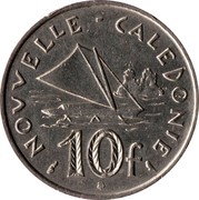 France 10 Francs (New Caledonia(without IEOM)) KM# 5 NOUVELLE - CALEDONIE 10F coin reverse France 10 Francs (New Caledonia(without IEOM)) KM# 5 NOUVELLE - CALEDONIE 10F coin reverse