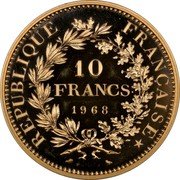 France 10 Francs (Piedfort) KM# P407 REPUBLIQUE FRANÇAISE 10 FRANCS 1968 coin obverse