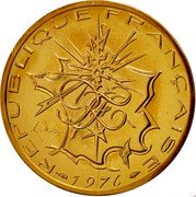 France 10 Francs Piedfort 1976 KM# Pn560 REPUBLIQUE FRANÇAISE RF MATHIEU 1976 coin obverse