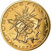France 10 Francs Piedfort 1977 KM# P587 REPUBLIQUE FRANÇAISE RF MATHIEU 1977 coin obverse France 10 Francs Piedfort 1977 KM# P587 REPUBLIQUE FRANÇAISE RF MATHIEU 1977 coin obverse