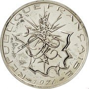 France 10 Francs France Map. Piedfort 1976 KM# P561 REPUBLIQUE FRANÇAISE RF MATHIEU 1976 coin obverse
