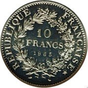 France 10 Francs Piedfort 1965 KM# P356 REPUBLIQUE FRANÇAISE 10 FRANCS 1965 coin obverse